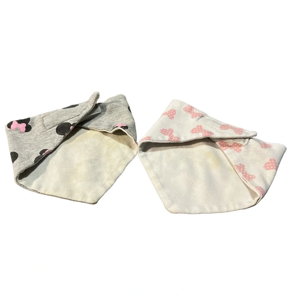 Pink, White, Gray, and Black Bundle of Two Bibs